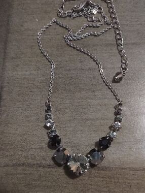 Sorrelli Storm Clouds Crystal Frontal Bib Statement Necklace Antique Silver